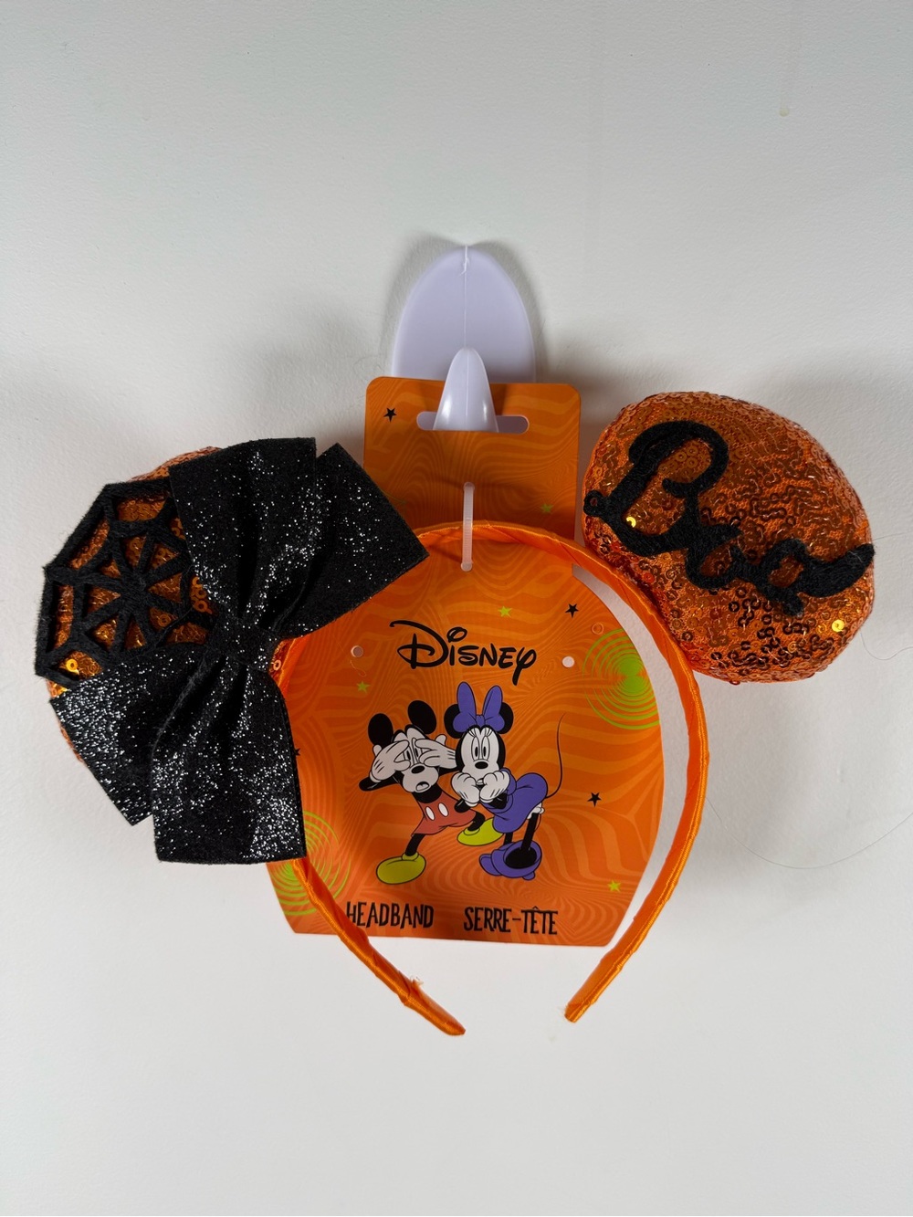 DISNEY | BNWT Halloween Orange Sequined Minnie Mouse Ears Headband